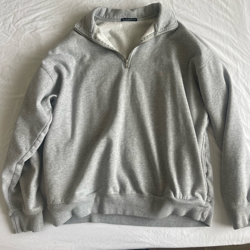 Brandy Melville gray half zip crewneck